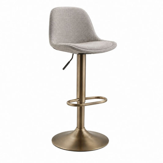 Tabouret de bar réglable pivotant gris en polyester et acier 88-109 cm