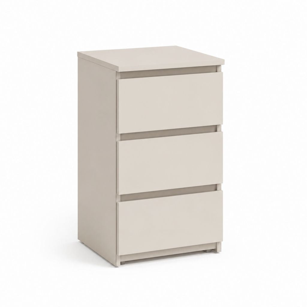 Table de chevet à 3 tiroirs beige en panneaux de particules 45 x 35 x 65 cm