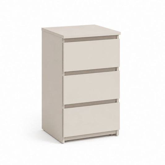 Table de chevet à 3 tiroirs beige en panneaux de particules 45 x 35 x 65 cm
