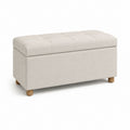 Banc de rangement bout de lit beige en polyester rectangulaire 100 x 40 x 45 cm