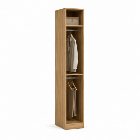 Armoire ouverte rectangulaire en panneaux de particules décor chêne avec 2 tringles 200 x 40 x 45 cm
