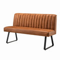 Banc de chambre avec dossier marron en similicuir PU et acier 140 x 62 x 85 cm