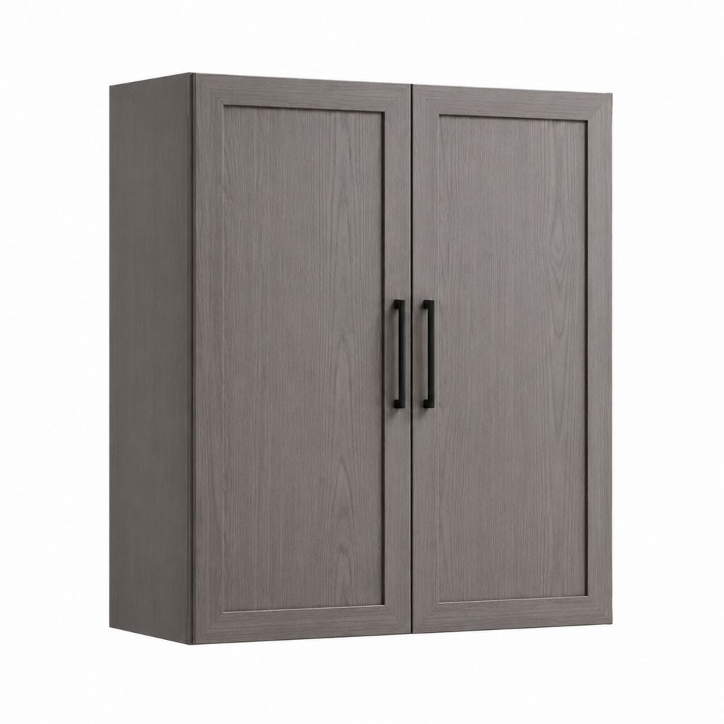 Armoire murale rectangulaire 2 portes gris chêne en panneaux de particules 80 x 30 x 100 cm