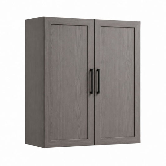 Armoire murale rectangulaire 2 portes gris chêne en panneaux de particules 80 x 30 x 100 cm